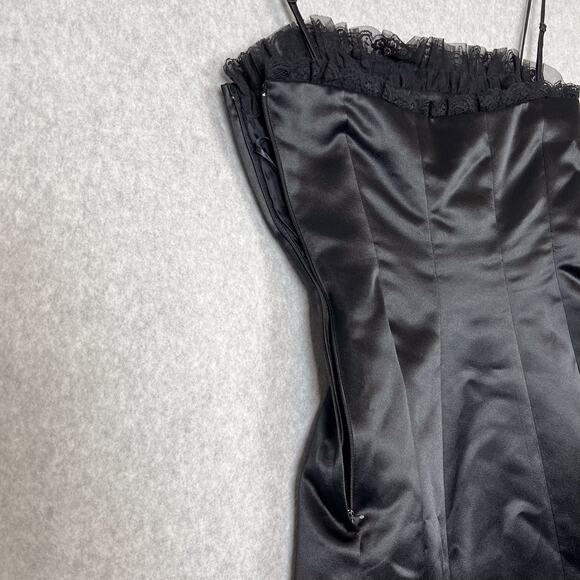 BCBGMaxazria Black A Line Lace Hem Midi Dress Size 4 - Picture 7 of 9